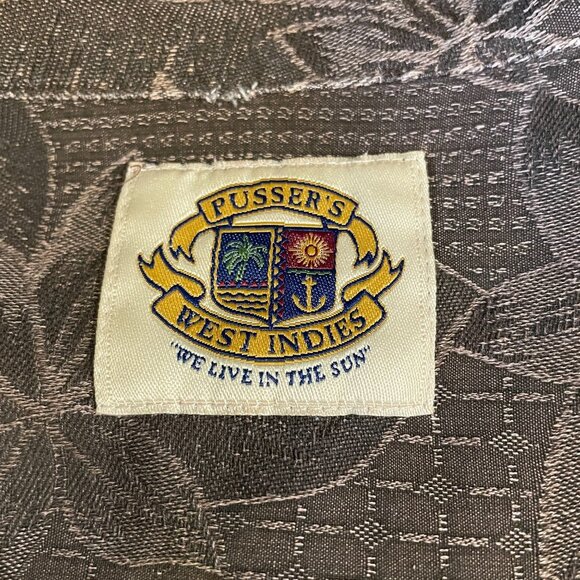 Pussers West Indies Brown Floral Silk Cotton Shirt Medium Hawaiian Camp Collar - Picture 3 of 10